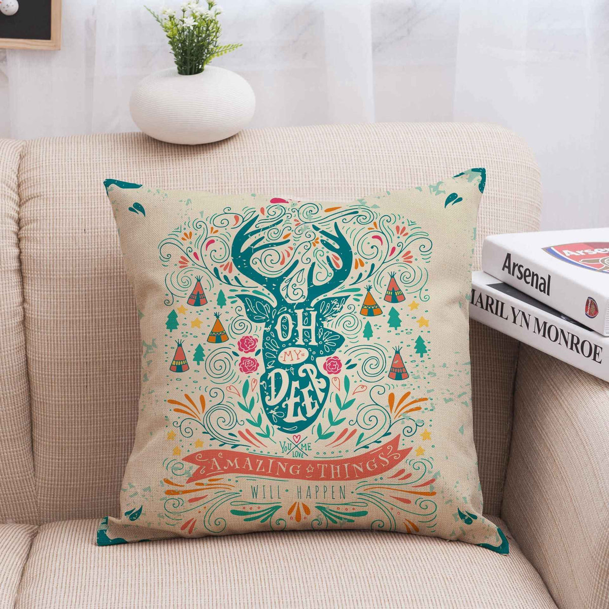 Christmas linen pillowcase  -  - Pets Crazy Shops -