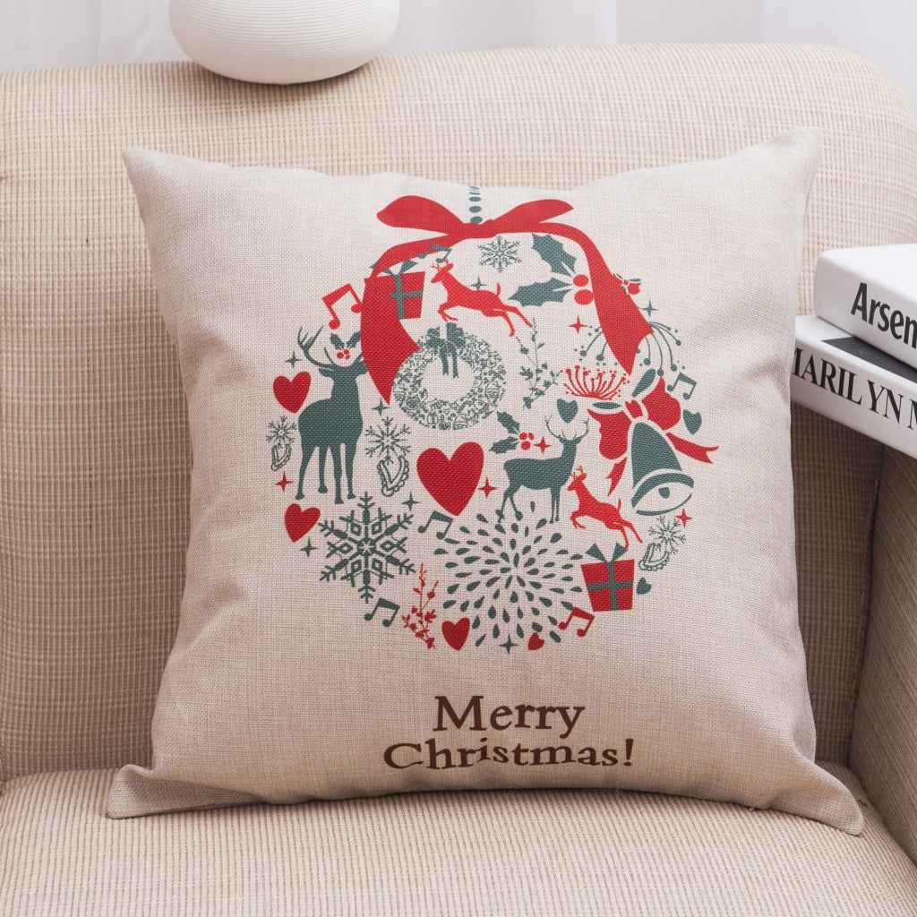 Christmas linen pillowcase  -  - Pets Crazy Shops -
