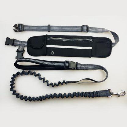 Hands-Free Dog Running Leash with Waist Pocket Adjustable Belt Shock Absorbing Bungee  -  - Pets Crazy Shops -
