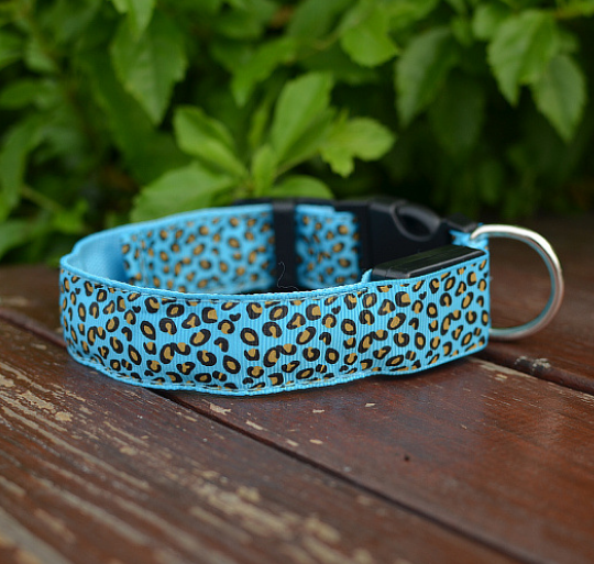 LED Dog Collar Safety Adjustable Nylon Leopard Pet Collar  -  - Pets Crazy Shops -