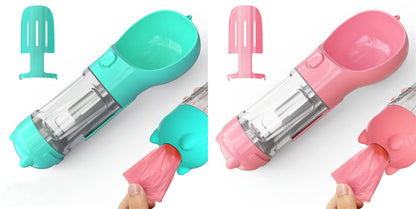 3-in-1 Portable Dog Water Bottle | Feeder Bowl & Waste Bag Dispenser