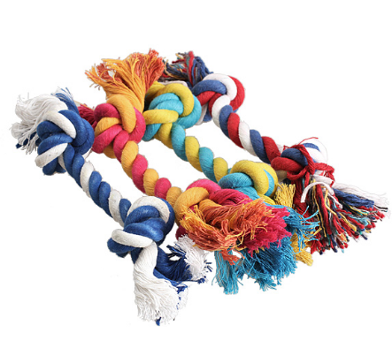 Dog bite rope toy dog rope knot molar bite-resistant color double knot cotton rope toy  -  - Pets Crazy Shops -