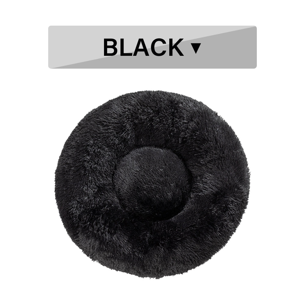Fluffy Donut Dog Bed  Warm Soft Long Plush Pet Cushion Dog House Cat  Bed Washable Pet Sofa Mat Calming Samll Large Dog Beds  -  - Pets Crazy Shops -