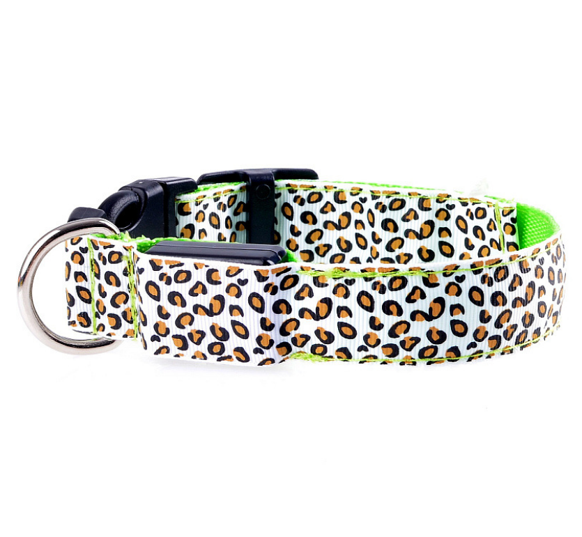 LED Dog Collar Safety Adjustable Nylon Leopard Pet Collar  -  - Pets Crazy Shops -