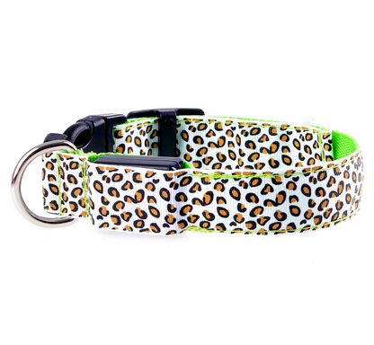 LED Dog Collar Safety Adjustable Nylon Leopard Pet Collar  -  - Pets Crazy Shops -
