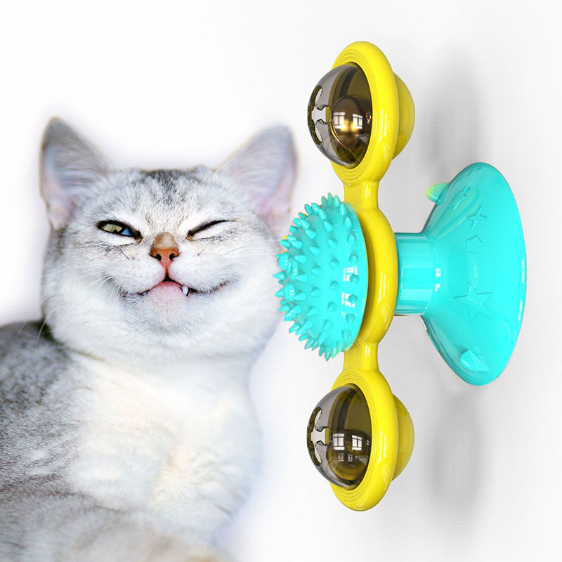 Cat Rotating Windmill Multi-Function Toys Itch Scratching Device Teeth Shining Toy  -  - Pets Crazy Shops -