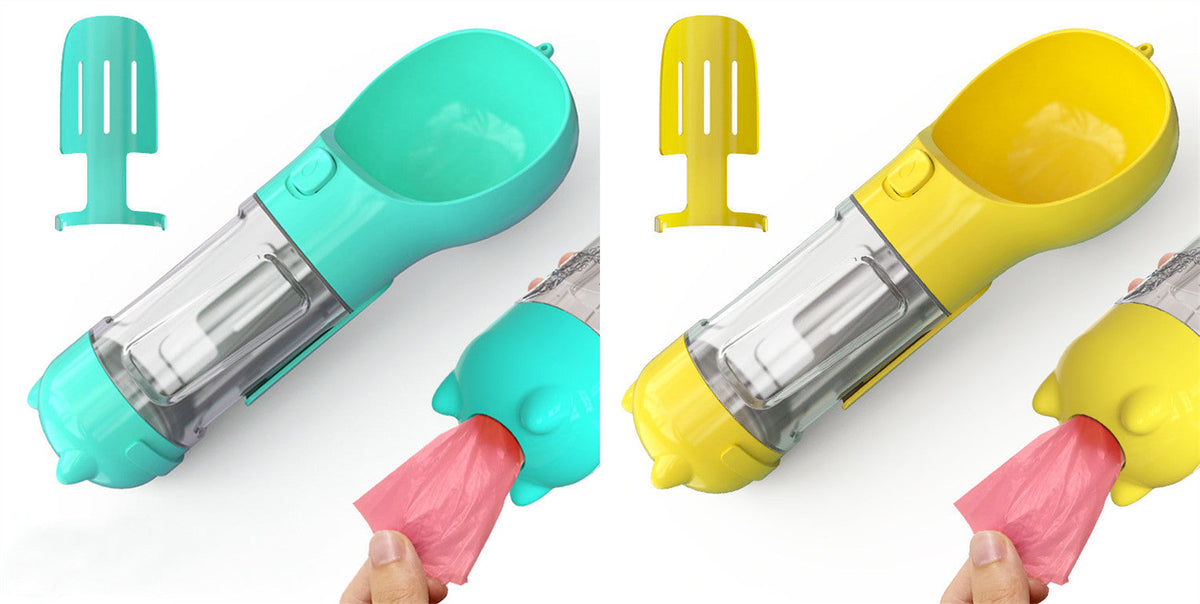3-in-1 Portable Dog Water Bottle | Feeder Bowl & Waste Bag Dispenser