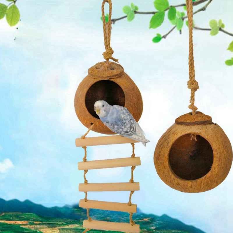 Natural coconut shell bird nest  -  - Pets Crazy Shops -