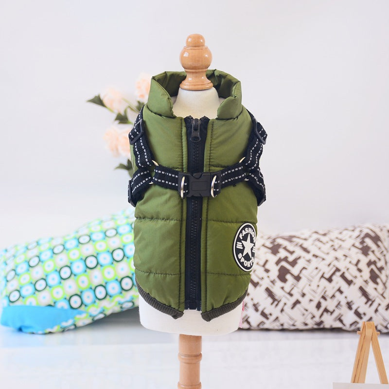 Waterproof Dog Clothes Winter Dog Coat With Harness Warm Pet Clothing Big Dog Jacket Chihuahua Labrador Coat Costume  -  - Pets Crazy Shops -