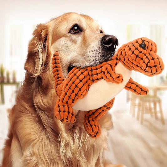 Dinosaur Plush Squeaky Dog Toy | Corn Velvet Chew Toy for Large Dogs | 25cm & 50cm  -  - Pets Crazy Shops -