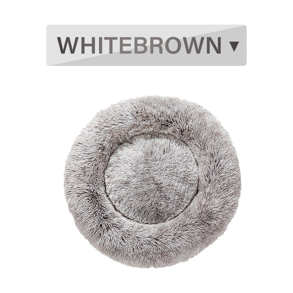 Fluffy Donut Dog Bed  Warm Soft Long Plush Pet Cushion Dog House Cat  Bed Washable Pet Sofa Mat Calming Samll Large Dog Beds  -  - Pets Crazy Shops -