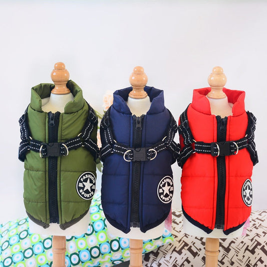 Waterproof Dog Clothes Winter Dog Coat With Harness Warm Pet Clothing Big Dog Jacket Chihuahua Labrador Coat Costume  -  - Pets Crazy Shops -