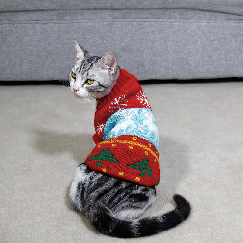 Dog Cat Sweater Pet Christmas Knitting High Collar Clothes  -  - Pets Crazy Shops -