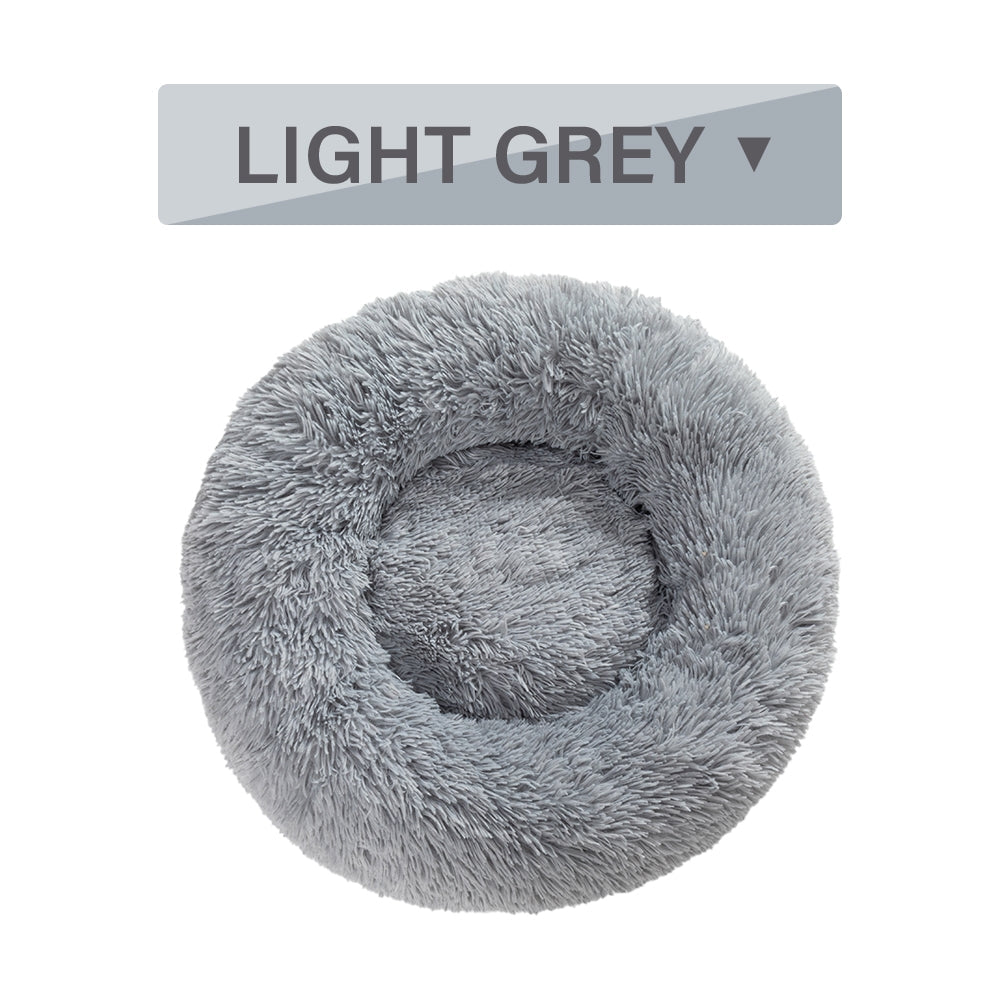 Fluffy Donut Dog Bed  Warm Soft Long Plush Pet Cushion Dog House Cat  Bed Washable Pet Sofa Mat Calming Samll Large Dog Beds  -  - Pets Crazy Shops -