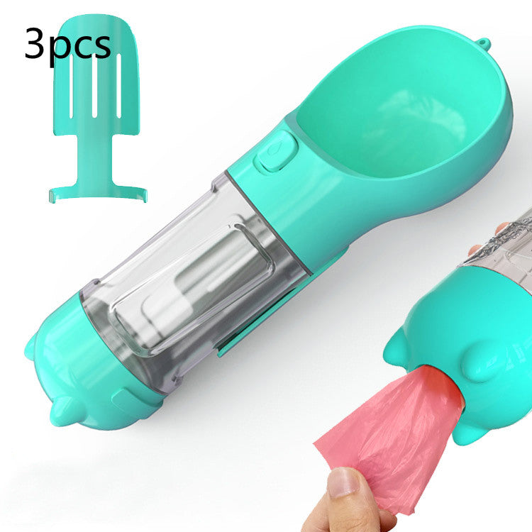 3-in-1 Portable Dog Water Bottle | Feeder Bowl & Waste Bag Dispenser
