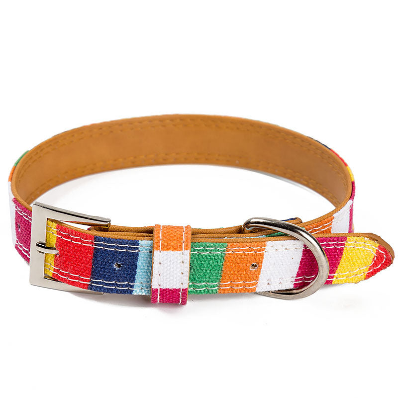 Leather Pet Dog collar Designer perro Collar Size S M L Leather Plain collar for big small dog Colorful Rainbow pu Dog collar  -  - Pets Crazy Shops -