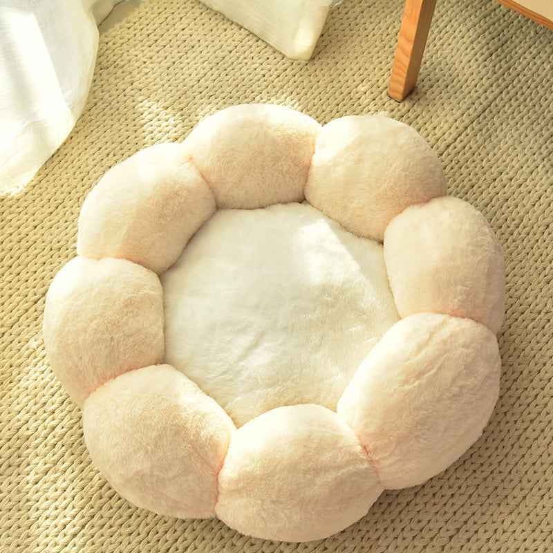 Autumn Winter Plus Velvet Thick Round Flower Cat Litter Kennel  -  - Pets Crazy Shops -