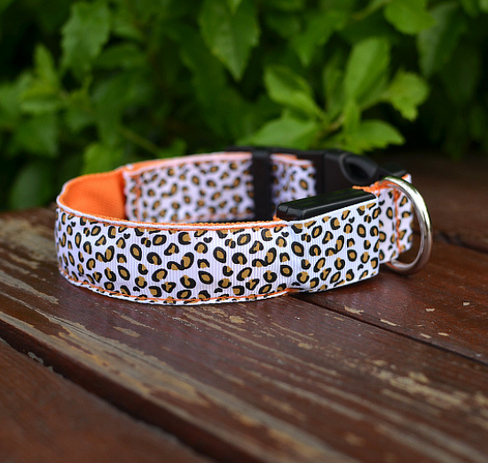 LED Dog Collar Safety Adjustable Nylon Leopard Pet Collar  -  - Pets Crazy Shops -