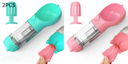 3-in-1 Portable Dog Water Bottle | Feeder Bowl & Waste Bag Dispenser