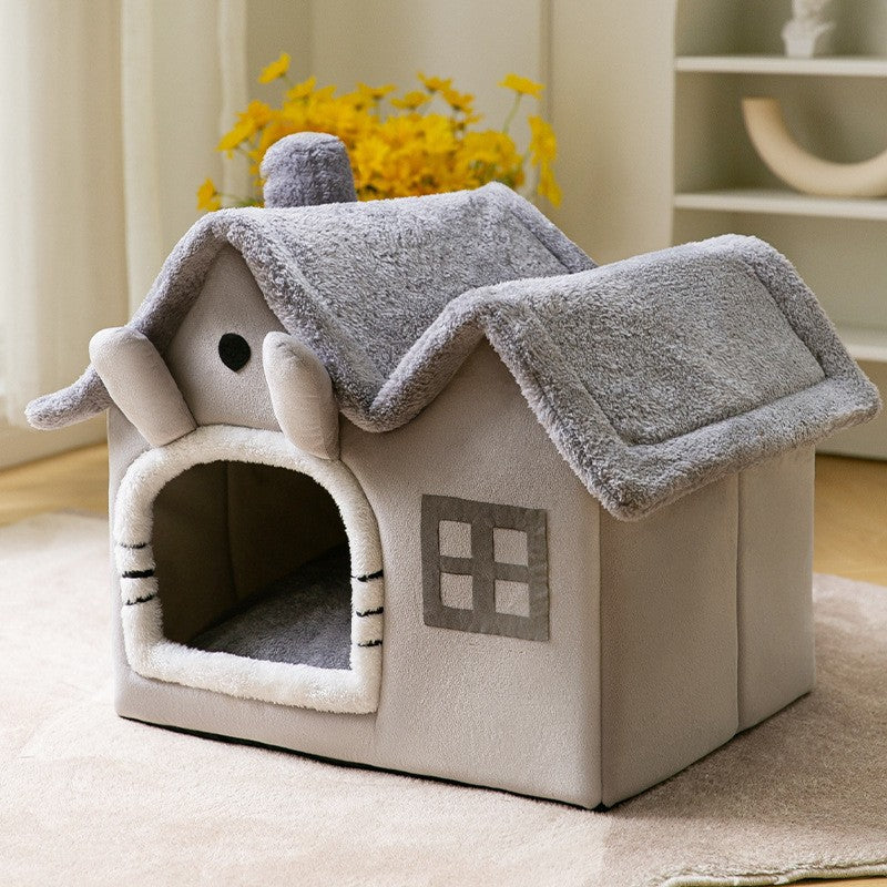 Foldable Dog House Pet Cat Bed Winter Dog Villa Sleep Kennel Removable Nest Warm Enclosed Cave Sofa Pets Supplies  -  - Pets Crazy Shops -