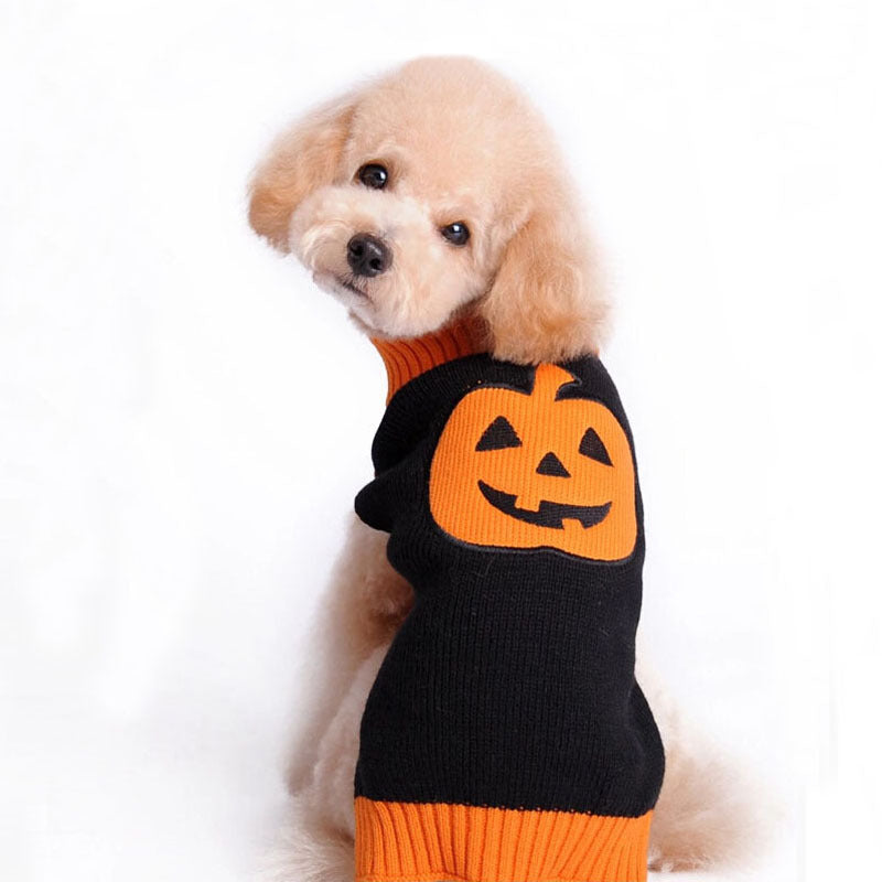 Pet Halloween Dog Knitted Pumpkin Sweater  -  - Pets Crazy Shops -