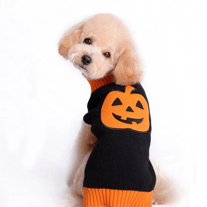 Pet Halloween Dog Knitted Pumpkin Sweater  -  - Pets Crazy Shops -