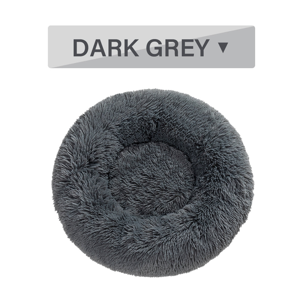 Fluffy Donut Dog Bed  Warm Soft Long Plush Pet Cushion Dog House Cat  Bed Washable Pet Sofa Mat Calming Samll Large Dog Beds  -  - Pets Crazy Shops -