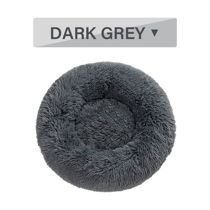 Fluffy Donut Dog Bed  Warm Soft Long Plush Pet Cushion Dog House Cat  Bed Washable Pet Sofa Mat Calming Samll Large Dog Beds  -  - Pets Crazy Shops -