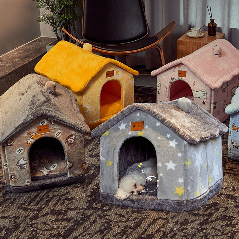 Foldable Dog House Pet Cat Bed Winter Dog Villa Sleep Kennel Removable Nest Warm Enclosed Cave Sofa Pets Supplies  -  - Pets Crazy Shops -