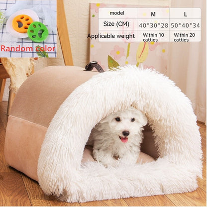 Plush Pet Nest Bed | Warm & Cosy Dog & Cat House for Autumn & Winter