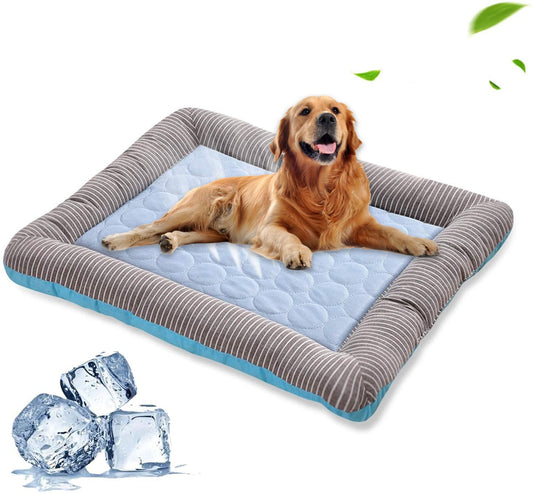 Pet Cooling Pad Bed For Dogs Cats Puppy Kitten Cool Mat Pet Blanket Ice Silk Material Soft For Summer Sleeping  Blue Breathable  -  - Pets Crazy Shops -