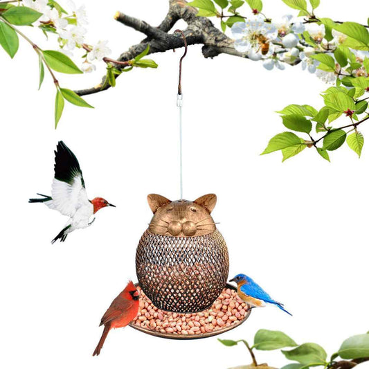 Cat Shaped Bird Feeder Cat Shaped Vintage Handmade Outdoor Decor Villa Garden Decoration Hanging Bird Outdoor Feeder  -  - Pets Crazy Shops -