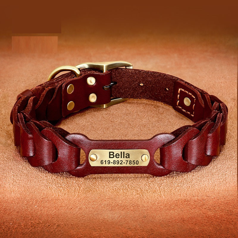Dog Braided Leather Medium Large Dog Collar  -  - Pets Crazy Shops -