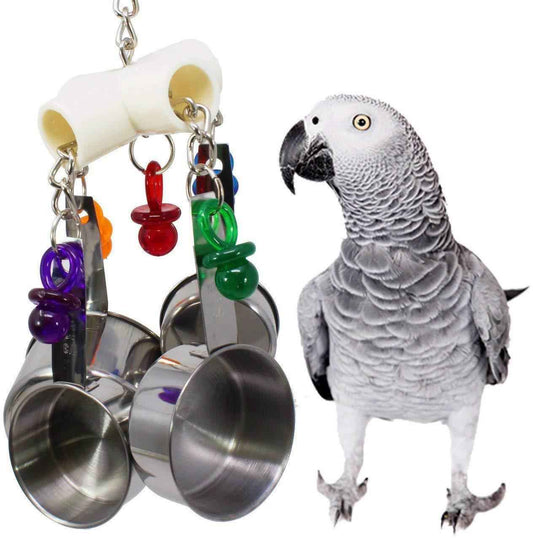 Parrot Bite Toy Stainless Steel Four-pot String  -  - Pets Crazy Shops -