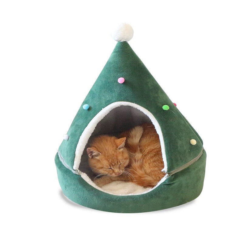 Christmas Tree Pet Bed Winter Warm Pet Nest Cat House Dog pet supplies  -  - Pets Crazy Shops -