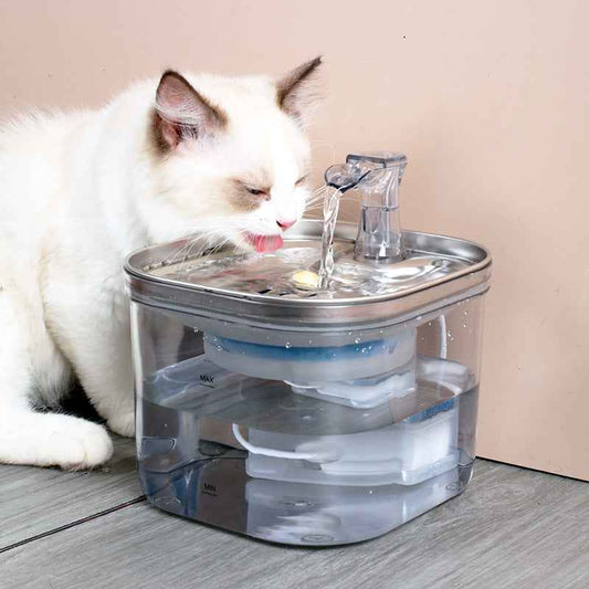 Pet Cat Dog Stainless Steel Automatic Circulation Water Dispenser Intelligent Fountain Pets Accessories  -  - Pets Crazy Shops -