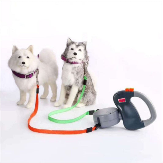 One-to-two Double-headed Pet Hand Holding Rope Retractable  -  - Pets Crazy Shops -