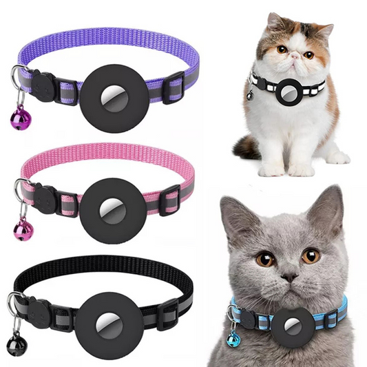 Reflective Collar Waterproof Holder Case For Airtag Air Tag Airtags Protective Cover Cat Dog Kitten Puppy Nylon Collar  -  - Pets Crazy Shops -