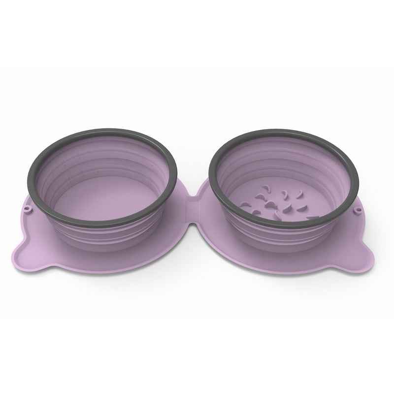 Portable Silicone Double Dog Food Bowls Foldable Non-Slip Cat Bowl Pet Travel Anti-Choking Feeding Bowl Outdoor  -  - Pets Crazy Shops -