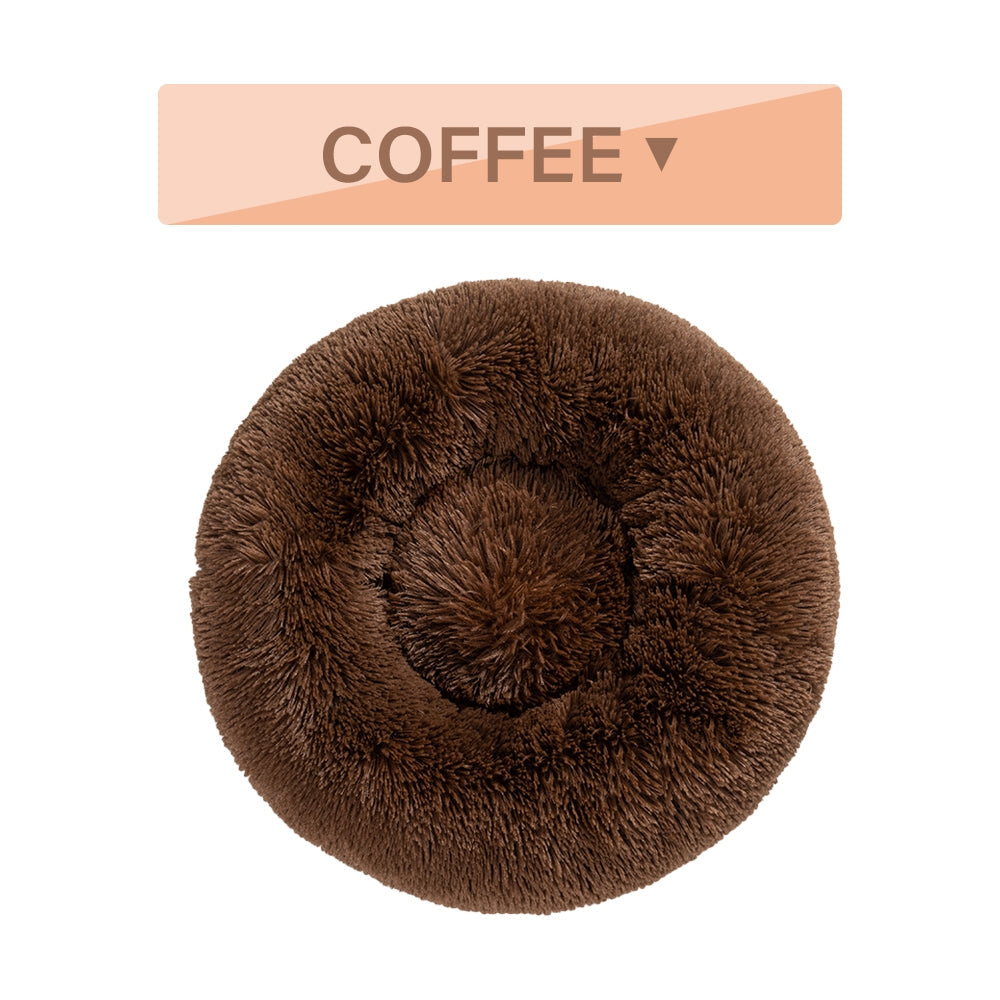 Fluffy Donut Dog Bed  Warm Soft Long Plush Pet Cushion Dog House Cat  Bed Washable Pet Sofa Mat Calming Samll Large Dog Beds  -  - Pets Crazy Shops -