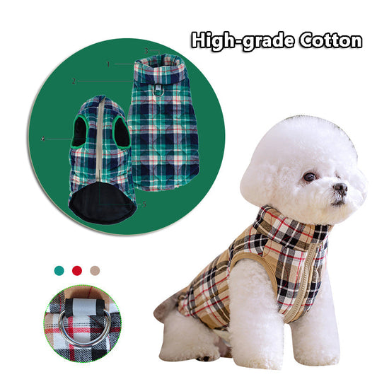 Winter Pet Dog Clothes Heavy Cotton Pet Clothes Jacket Plaid Zipper Down Jacket Pets Supplies  -  - Pets Crazy Shops -