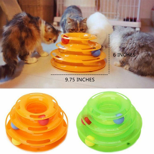 Pet Cat Crazy Ball Disk Interactive Toys Amusement Plate Trilaminar Funny Toy  -  - Pets Crazy Shops -
