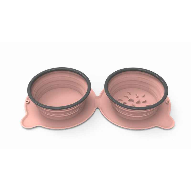 Portable Silicone Double Dog Food Bowls Foldable Non-Slip Cat Bowl Pet Travel Anti-Choking Feeding Bowl Outdoor  -  - Pets Crazy Shops -