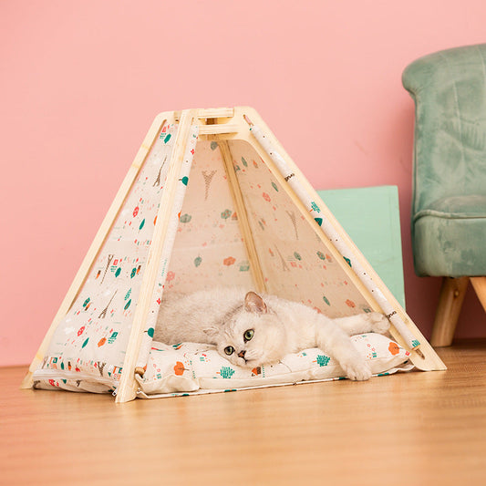Removable Cat Bed House Dog Bed Kennel Sofa Cushion Puppy Bed Cat Rug Dog House Pet Beds For Dogs Cat House Cama Gatos Dog Tent  -  - Pets Crazy Shops -