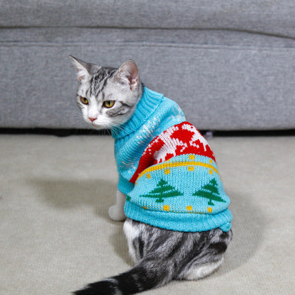 Dog Cat Sweater Pet Christmas Knitting High Collar Clothes  -  - Pets Crazy Shops -