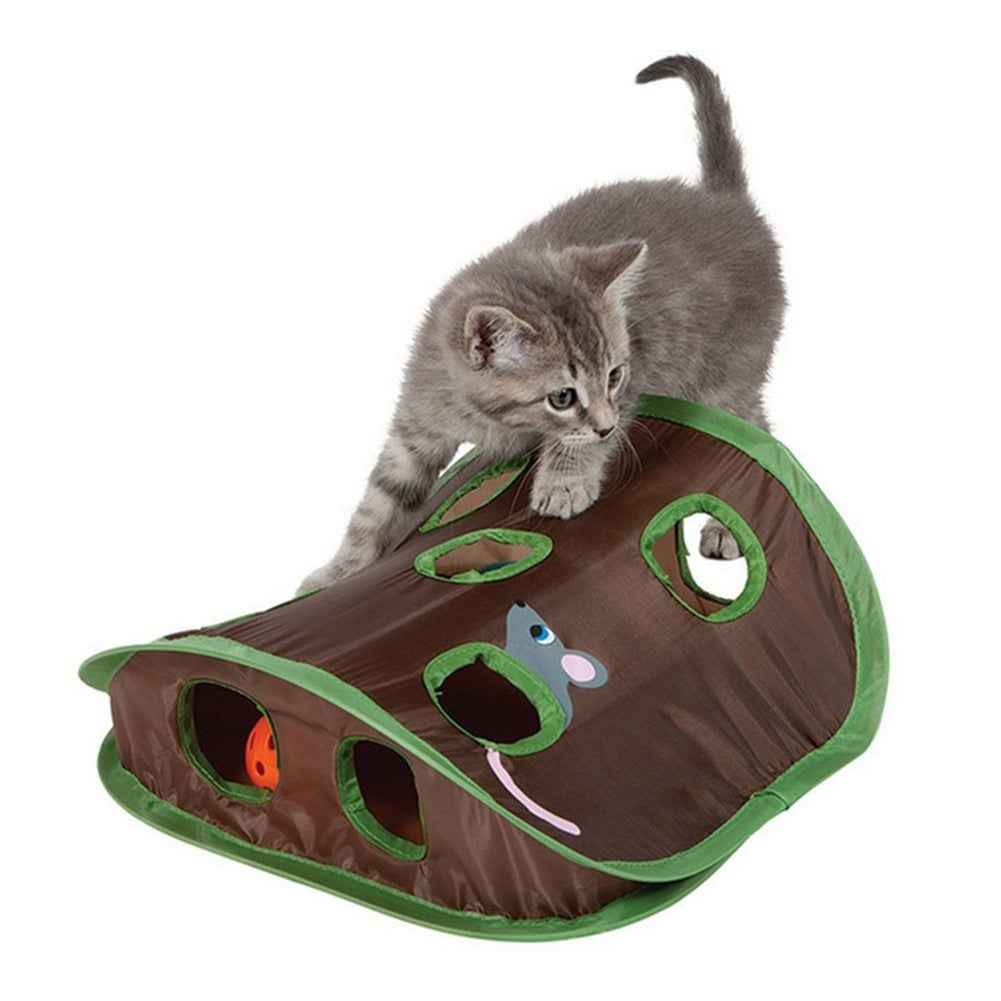 Cute Pet Cat Interactive Hide Seek Game 9 Holes Tunnel Mouse Hunt Intelligence Toy Pet Hidden Hole Kitten Foldable Toys  -  - Pets Crazy Shops -