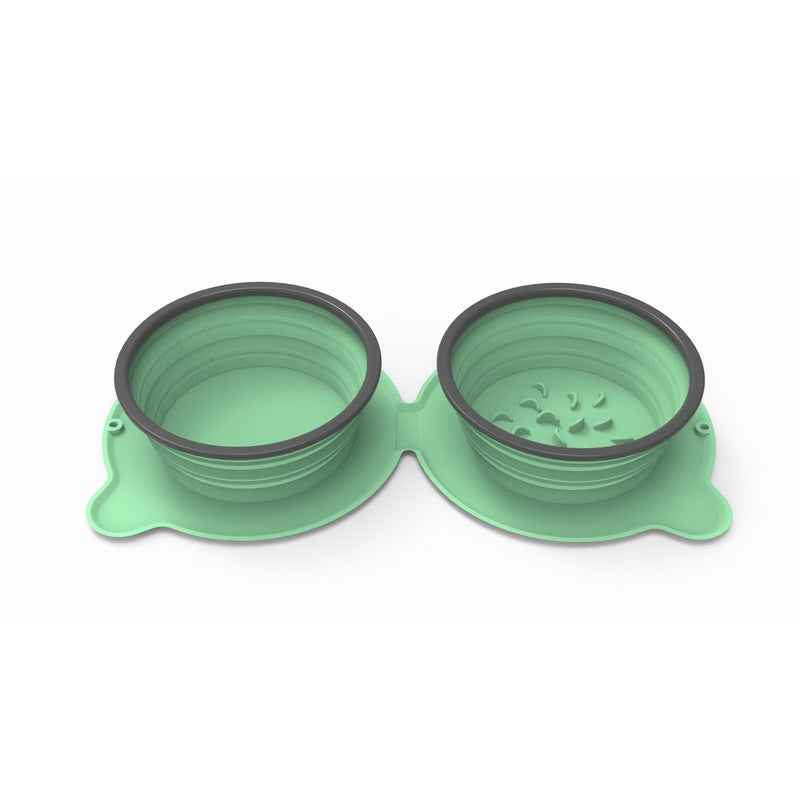 Portable Silicone Double Dog Food Bowls Foldable Non-Slip Cat Bowl Pet Travel Anti-Choking Feeding Bowl Outdoor  -  - Pets Crazy Shops -