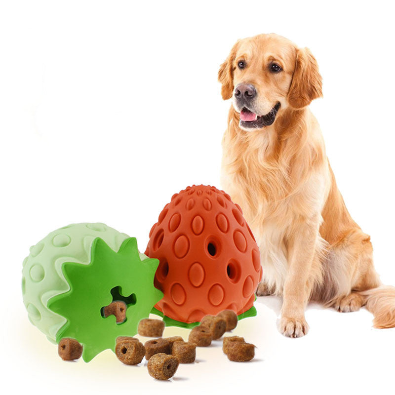 Pet Toy Chew Resistant Strawberry Leak Food Ball Pet Supplies Dog And Cat Toys  -  - Pets Crazy Shops -