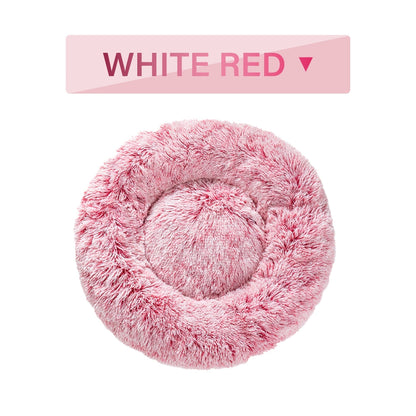 Fluffy Donut Dog Bed  Warm Soft Long Plush Pet Cushion Dog House Cat  Bed Washable Pet Sofa Mat Calming Samll Large Dog Beds  -  - Pets Crazy Shops -