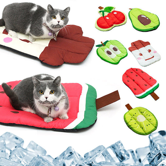Dog Cooling Mat Pet Beds Cat Rug Ice Silk Pet Self Cooling Pad Blanket Summer Washable Oxford Farbric Cooling Down Summer Fruit  -  - Pets Crazy Shops -